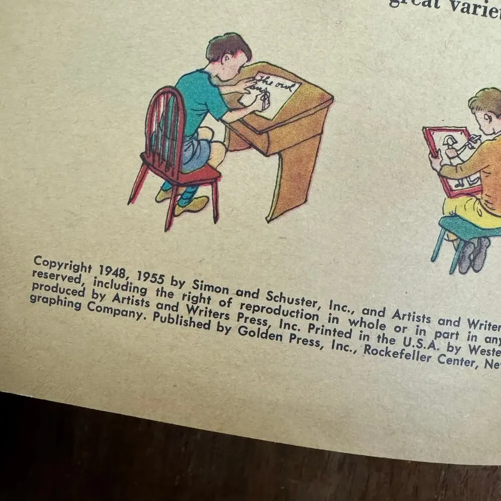 1950s Simon & Schuster Little Golden Activity Book Words Vintage Children's Book